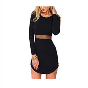 Black body-con dress with sheer center - size L